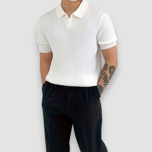 Vallo | Ribbed Short Sleeve Polo Shirt